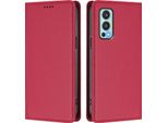 Custodia In Pelle Per Oneplus Nord 2 5G, Custodia Magnetica In Finto Cuoio Con Supporto Rosso
