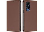 Custodia In Pelle Per Oppo A98 / Oppo A1 5G, Custodia Magnetica In Finto Cuoio Con Supporto Marrone