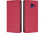 Custodia Per Telefono Cellulare Per Samsung Galaxy J4 2018,Poliuretanoleather Flip Cover Custodia Magnetica Antiurto Con Supporto Rosso