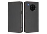Custodia In Pelle Per Huawei Nova 8I / Honor 50 Lite, Flip Case Magnetico In Finto Cuoio Con Supporto Nero