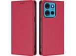Custodia In Pelle Per Motorola Moto G75 5G, Custodia Flip Magnetica In Finto Cuoio Con Supporto Rosso