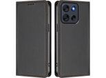 Custodia Per Motorola Moto G56, Flip Cover In Finto Cuoio Antiurto Magnetica Con Supporto Nero