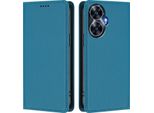 Custodia Per Telefono Cellulare Per Realme C55, Flip Cover In Finto Cuoio Antiurto Magnetica Con Supporto Blu