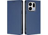 Custodia Per Telefono Cellulare Per Oppo Find X9, Flip Cover In Finto Cuoio Antiurto Magnetica Con Supporto Blu Scuro