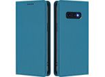 Custodia In Pelle Per Samsung Galaxy S10E, Flip Case Magnetico In Finto Cuoio Con Supporto Lake Blu
