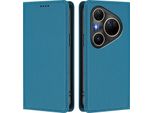Custodia Per Telefono Cellulare Per Huawei Pura 80 Ultra, Flip Cover In Finto Cuoio Antiurto Magnetica Con Supporto Blu