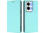 Custodia Per Oppo Reno9 /Reno9 Pro 5G, Flip Cover In Finto Cuoio Antiurto Magnetica Con Supporto Turchese
