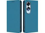 Custodia In Pelle Per Oppo A60 4G, Flip Case Magnetico In Finto Cuoio Con Supporto Lake Blu