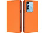 Custodia Per Telefono Cellulare Per Itel P38, Flip Cover In Finto Cuoio Antiurto Custodia Magnetica Con Supporto Arancione
