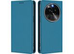 Custodia In Pelle Per Oppo Find X6 Pro, Custodia Flip Magnetica In Finto Cuoio Con Supporto Lake Blu