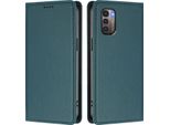 Custodia Per Nokia G21 /Nokia G11, Flip Cover In Finto Cuoio Antiurto Magnetica Con Supporto Verde