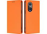 Custodia Per Telefono Cellulare Per Huawei Nova 9 Pro /Honor 50 Pro, Custodia Magnetica Antiurto Flip Cover In Finto Cuoio Con Supporto Arancione