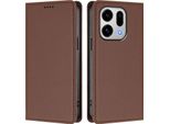 Custodia Per Telefono Cellulare Per Oppo Find X9, Flip Cover In Finto Cuoio Antiurto Magnetica Con Supporto Marrone