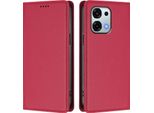 Custodia Per Telefono Cellulare Per Oppo A6 Pro 5G/Oppo A6 Pro 4G, Flip Cover In Finto Cuoio Antiurto Magnetica Con Supporto Rosso