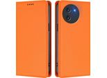 Custodia In Pelle Per Doogee Note 59 / Note 59 Pro, Custodia Flip Magnetica In Finto Cuoio Con Supporto Arancione