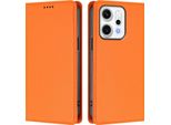 Custodia Per Oppo Reno14 Pro 5G, Custodia Magnetica Antiurto Con Supporto In Finto Cuoio Flip Cover Arancione