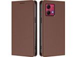 Custodia In Pelle Per Motorola Moto G84, Custodia Magnetica In Finto Cuoio Con Supporto Marrone