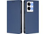 Custodia Per Telefono Cellulare Per Oppo Reno9 /Reno9 Pro 5G, Flip Cover In Finto Cuoio Antiurto Magnetica Con Supporto Blu Scuro