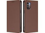 Custodia Per Telefono Cellulare Per Nokia G21 /Nokia G11, Flip Cover In Finto Cuoio Antiurto Magnetica Con Supporto Marrone