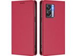 Custodia Per Oppo K10 5G, Flip Cover In Finto Cuoio Antiurto Magnetica Con Supporto Rosso