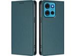 Custodia In Pelle Per Motorola Moto G75 5G, Custodia Flip Magnetica In Finto Cuoio Con Supporto Verde