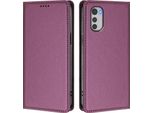 Custodia Per Cellulare Per Motorola Moto E32, Flip Cover In Finto Cuoio Antiurto Magnetica Con Supporto Viola