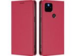 Custodia Per Google Pixel 5A 5G, Flip Cover In Finto Cuoio Antiurto Magnetica Con Supporto Rosso