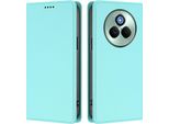 Custodia In Pelle Per Realme P3 Pro, Flip Case Magnetico In Finto Cuoio Con Supporto Verde Menta