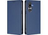 Custodia In Pelle Per Samsung Galaxy M36, Flip Case Magnetico In Finto Cuoio Con Supporto Blu Scuro