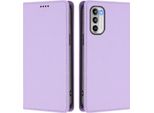 Custodia In Pelle Per Motorola Moto G 5G 2022, Custodia Magnetica In Finto Cuoio Con Supporto Viola Chiaro