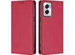 Custodia Per Motorola Moto G Power 2024 5G, Flip Cover In Finto Cuoio Antiurto Magnetica Con Supporto Rosso