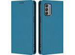 Custodia In Pelle Per Nokia G400, Custodia Flip Magnetica In Finto Cuoio Con Supporto Lake Blu