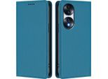 Custodia Per Telefono Cellulare Per Honor 70, Flip Cover In Finto Cuoio Antiurto Magnetica Con Supporto Blu