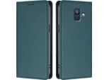 Custodia Per Cellulare Per Samsung Galaxy A6 2018,Poliuretanopelle Flip Cover Antiurto Magnetica Con Supporto Verde