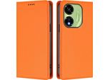 Custodia In Pelle Per Itel P55 5G, Custodia Flip Magnetica In Finto Cuoio Con Supporto Arancione