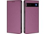 Custodia Per Google Pixel 6A, Flip Cover In Finto Cuoio Antiurto Magnetica Con Supporto Viola
