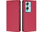 Custodia In Pelle Per Oneplus Nord N30 Se, Custodia Magnetica In Finto Cuoio Con Supporto Rosso