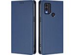 Custodia Per Cellulare Per Nokia C22, Flip Cover In Finto Cuoio Antiurto Magnetica Con Supporto Blu Scuro