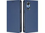 Custodia In Pelle Per Oppo A17/Oppo A17K, Flip Case Magnetico In Finto Cuoio Con Supporto Blu Scuro