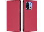 Custodia In Pelle Per Oneplus 13T /Oneplus 13S, Flip Case Magnetico In Finto Cuoio Con Supporto Rosso