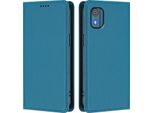 Custodia Per Telefono Cellulare Per Nokia C02, Flip Cover In Finto Cuoio Antiurto Magnetica Con Supporto Blu