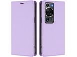 Custodia In Pelle Per Huawei P60 / P60 Pro, Custodia Magnetica In Finto Cuoio Con Supporto Viola Chiaro