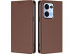 Custodia In Pelle Per Oppo Reno13 5G, Custodia Magnetica In Finto Cuoio Con Supporto Marrone