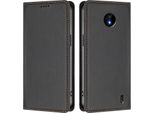 Custodia Per Nokia C10 / Nokia C20, Flip Cover In Finto Cuoio Antiurto Magnetica Con Supporto Nero