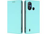 Custodia In Pelle Per Itel A58 Lite/Itel A49 Play, Flip Case Magnetico In Finto Cuoio Con Supporto Verde Menta