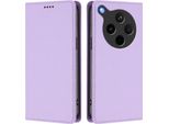Custodia In Pelle Per Oppo Find X8S+, Custodia Magnetica In Finto Cuoio Con Supporto Viola Chiaro