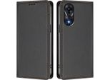 Custodia In Pelle Per Oppo A78 4G, Flip Case Magnetico In Finto Cuoio Con Supporto Nero