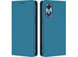 Custodia In Pelle Per Oppo A17/Oppo A17K, Custodia Flip Magnetica In Finto Cuoio Con Supporto Lake Blu