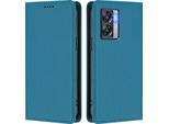 Custodia In Pelle Per Oppo K10 5G, Custodia Magnetica In Finto Cuoio Flip Con Supporto Lake Blu