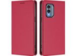 Custodia Per Telefono Cellulare Per Nokia X30, Flip Cover In Finto Cuoio Antiurto Magnetica Con Supporto Rosso